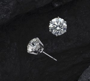 Close-up of diamond earrings