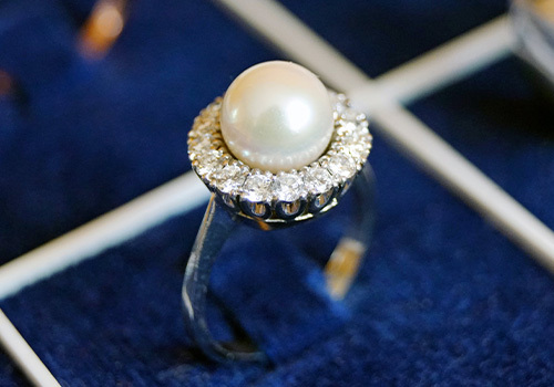 Pearl Radiance in Diamond Engagement Ring - Symbol of Love