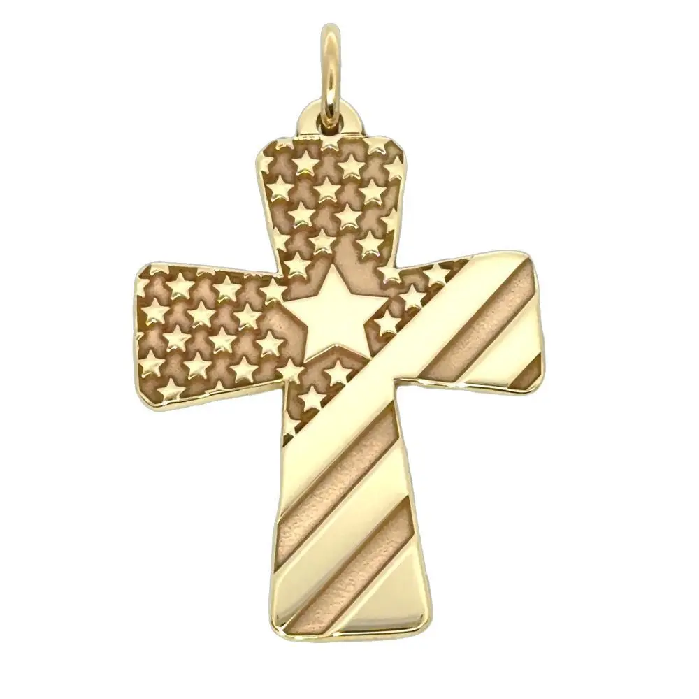 10k YG Freedom and Faith Cross Pendant