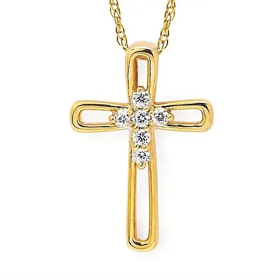 14k YG 0.08ctw Diamond Radiant Faith Necklace