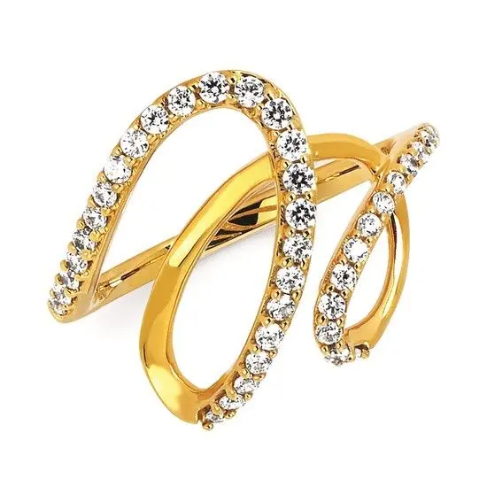 14k YG ⅜ ctw Diamond Golden Swirl Ring