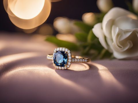 Blue gemstone ring with diamonds