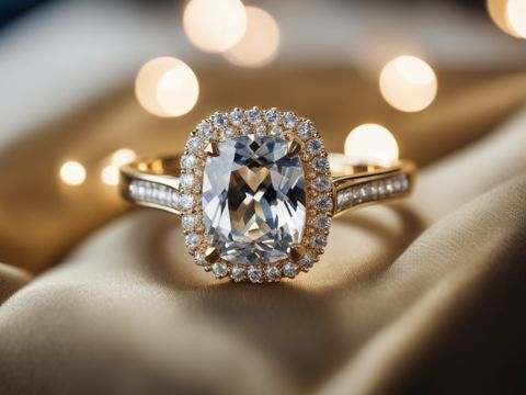 Halo ring with cushion-cut diamond