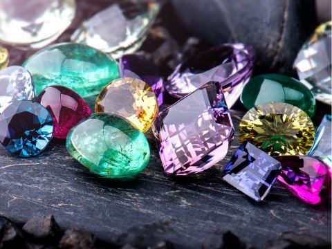 Radiant gemstones reflect bright light