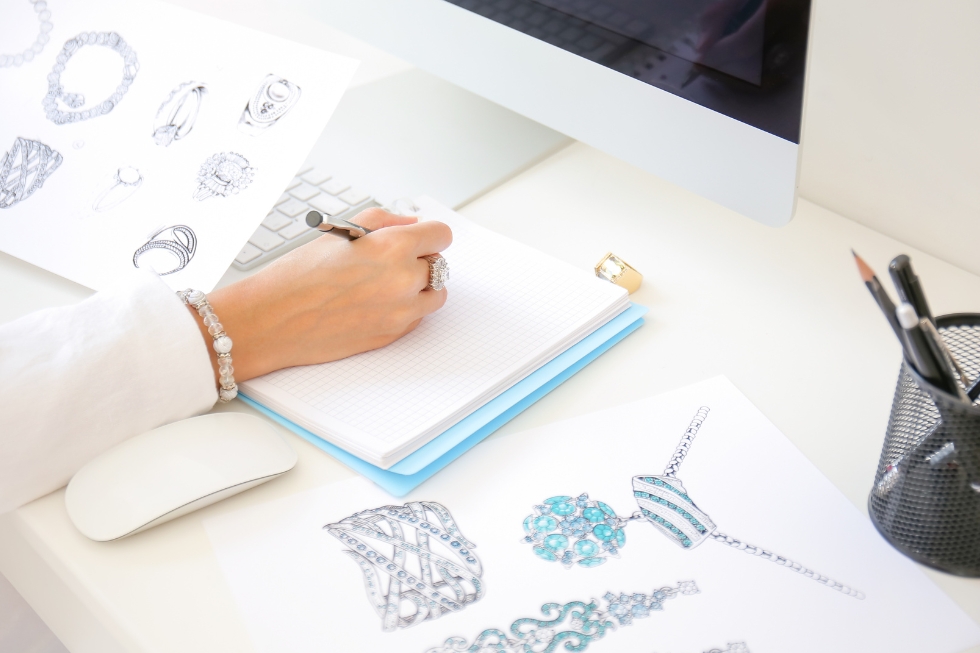 2 Jewelry design sketches and hand drawing.