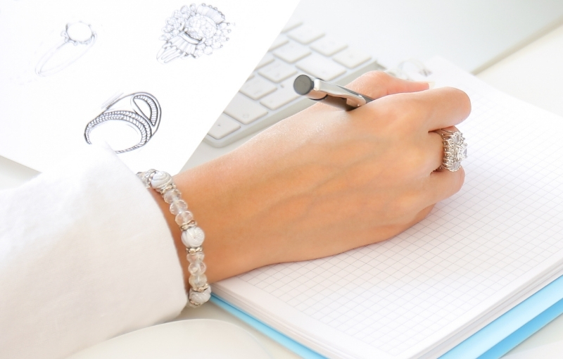 Jewelry design sketching and planning.
