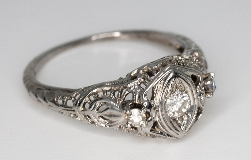 Edwardian filigree diamond engagement ring.