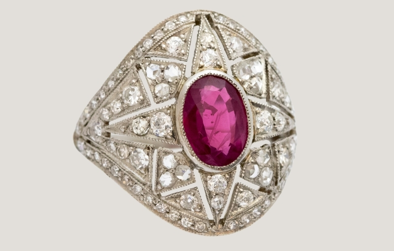 Art Deco ruby and diamond ring.