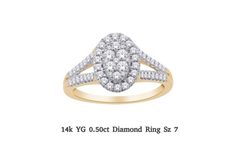 Retro-style 14K yellow gold diamond ring.