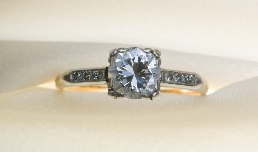 Vintage-style diamond engagement ring.