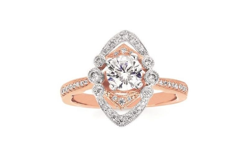 Art Deco-inspired rose gold engagement ring.