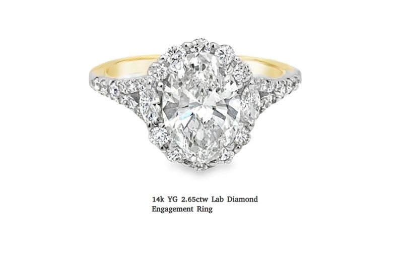 Edwardian-style halo with yellow gold.