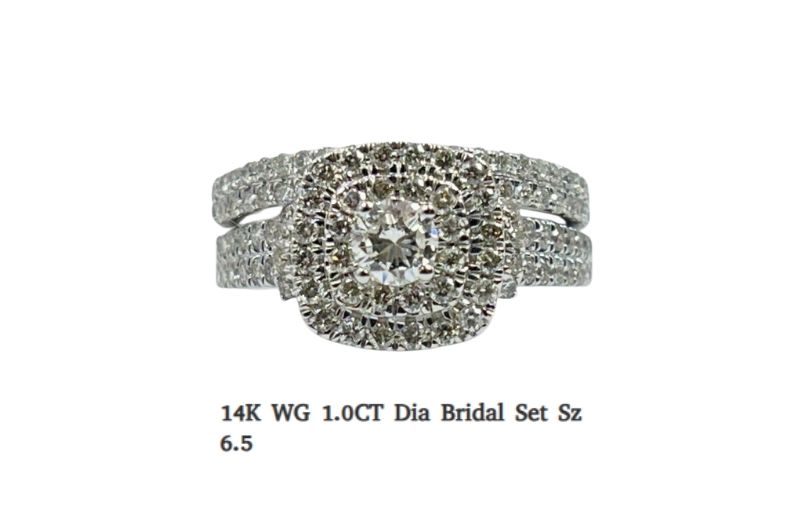 14K white gold vintage bridal set.