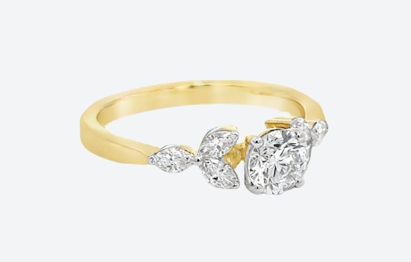 Yellow gold floral diamond ring.