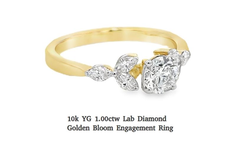 10K yellow gold floral engagement ring.