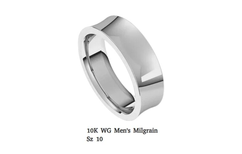 10K white gold men's milgrain ring.