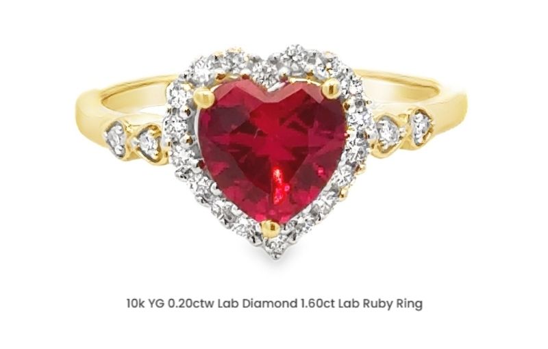 Heart-shaped ruby and diamond ring.