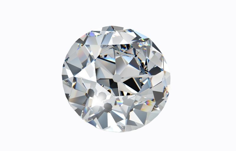 Round old European cut diamond with large culet.