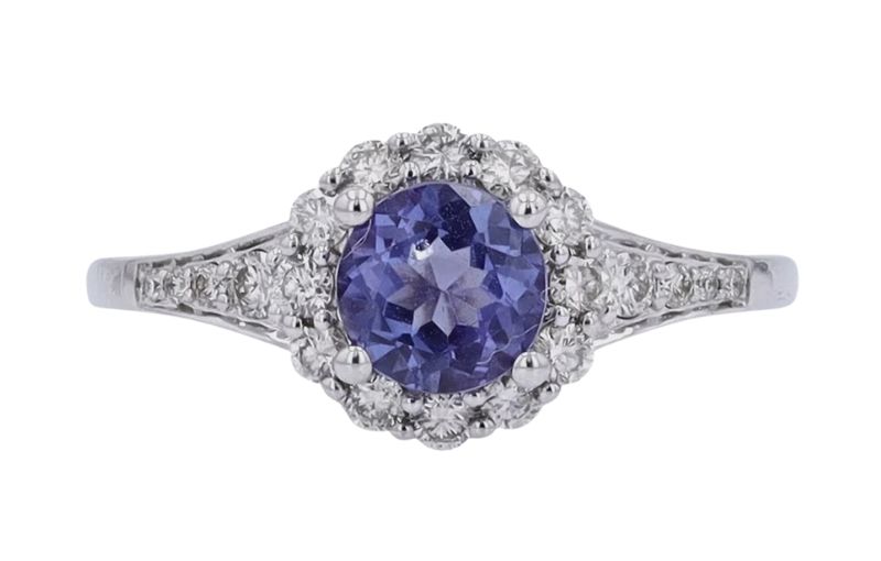 Tanzanite and diamond white gold ring.