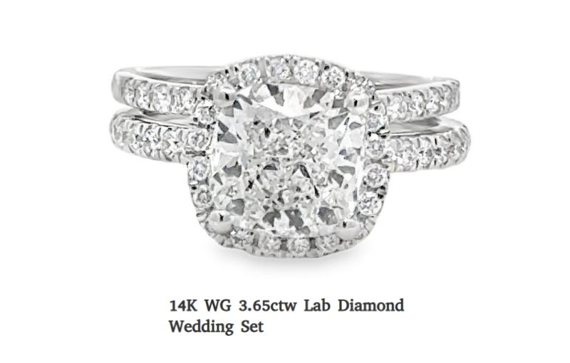 Lab diamond wedding ring set.