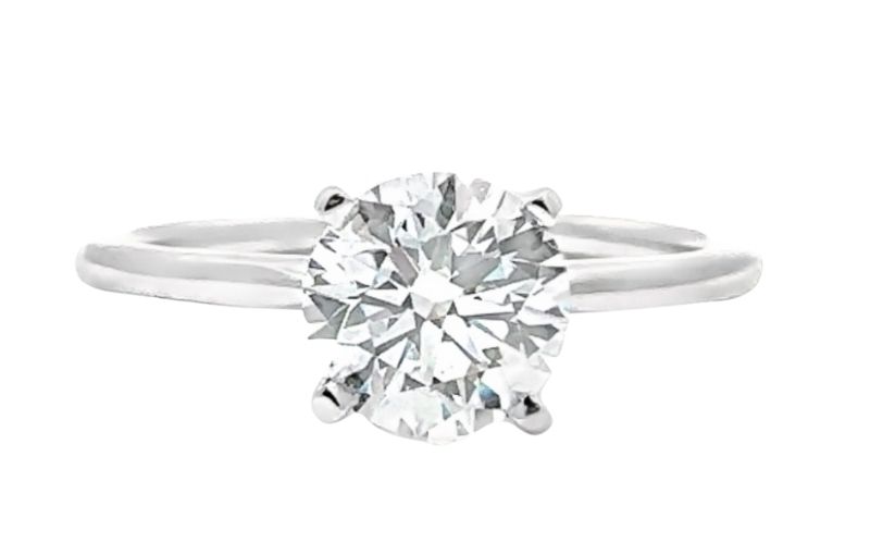 14K white gold lab diamond solitaire.