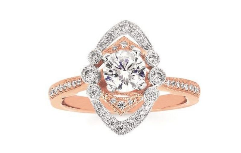 Rose gold vintage halo ring.