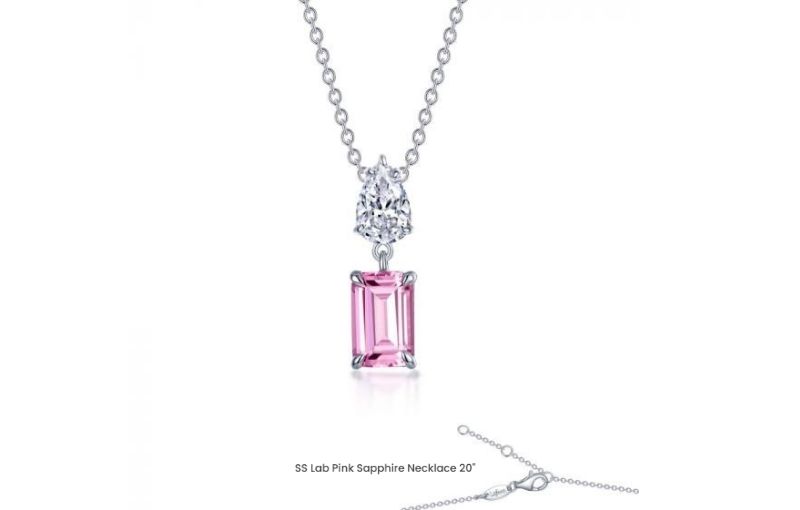 Sterling silver pink sapphire necklace.