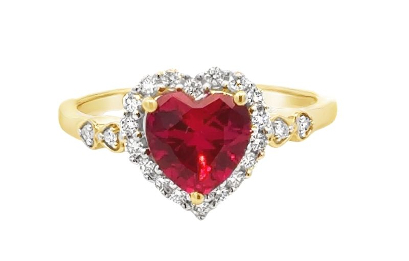 Heart-shaped ruby and diamond ring.