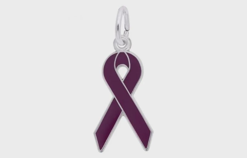 Dark purple awareness ribbon charm.
