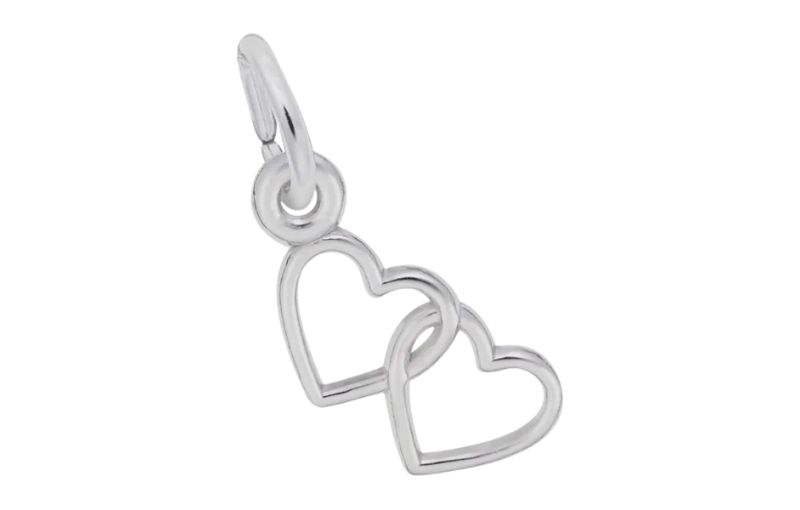 Silver intertwined heart pendant charm.