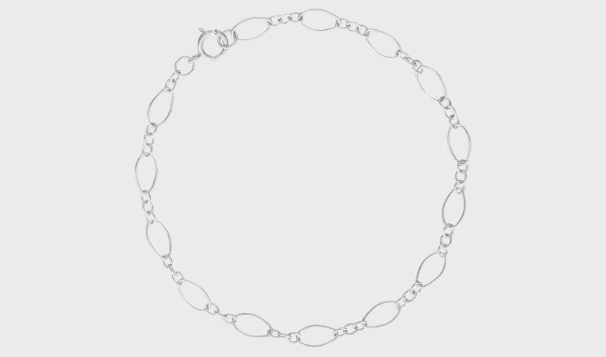Silver oval link chain bracelet.