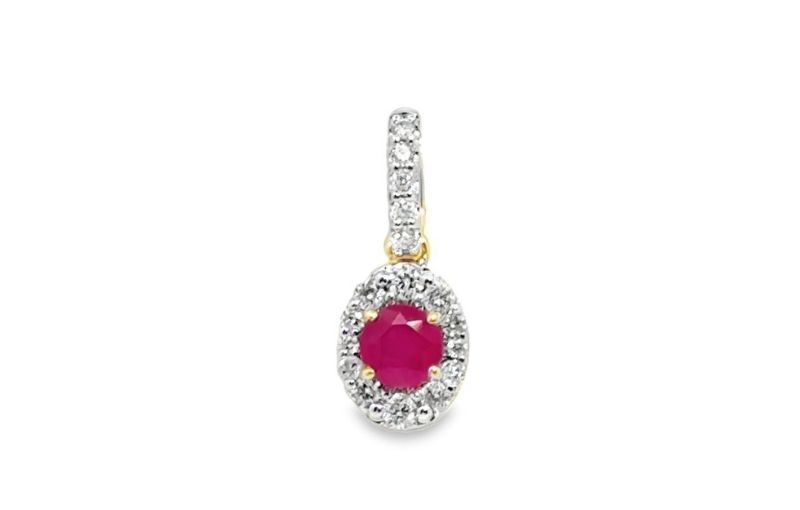 Ruby and diamond pendant charm.<br />
