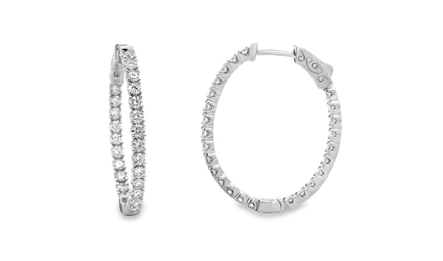 White gold diamond hoop earrings.