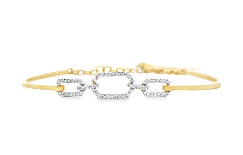 Gold bracelet with diamond links.