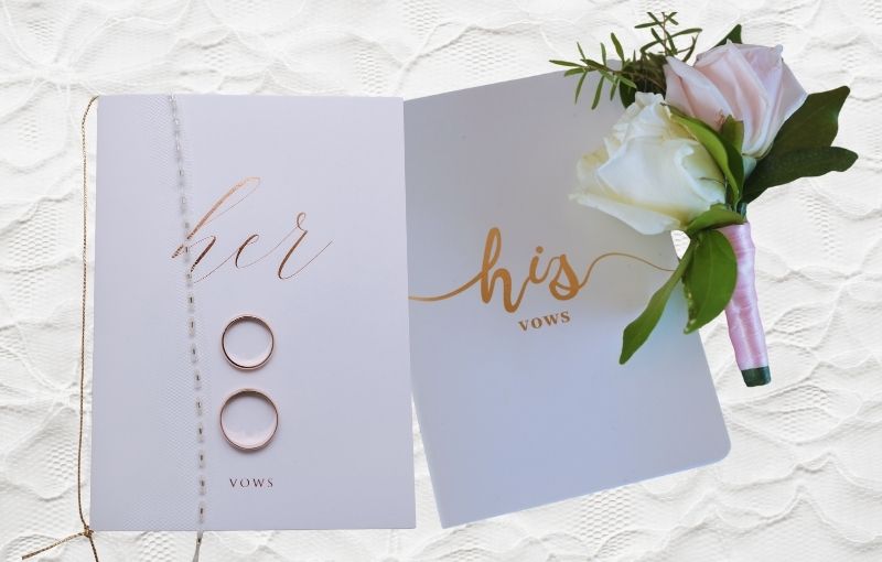 His and her wedding vow books.