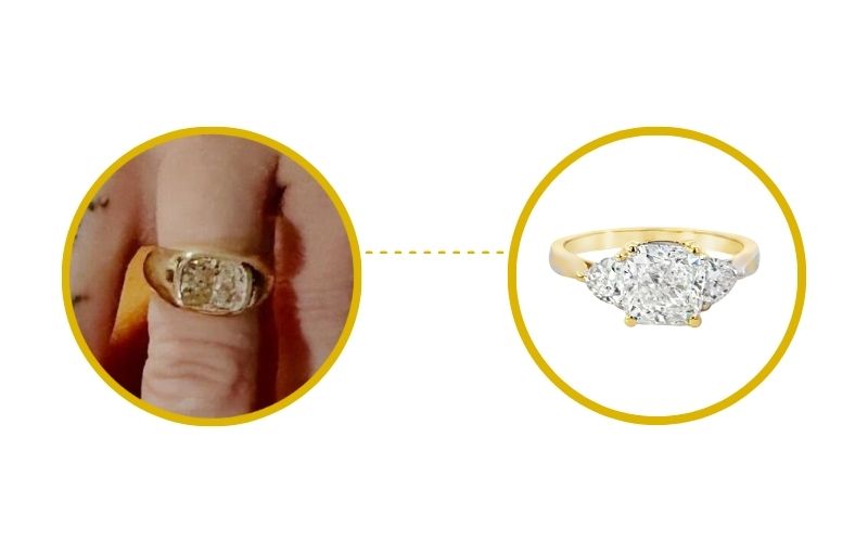 Close-up of two engagement rings