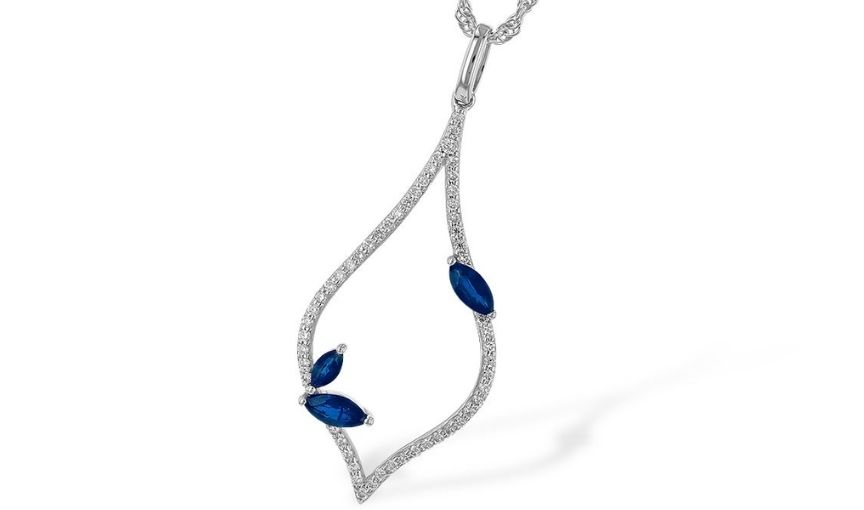 Abstract sapphire and diamond necklace.