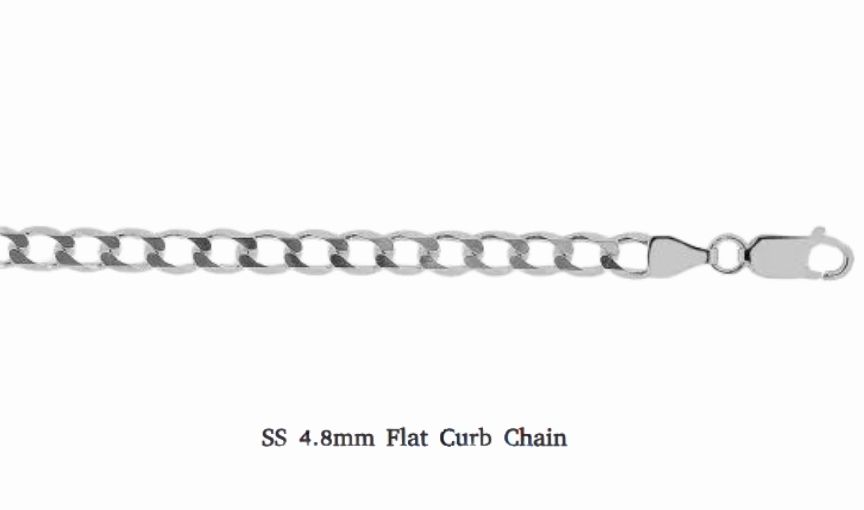 Stainless steel 4.8mm curb chain.