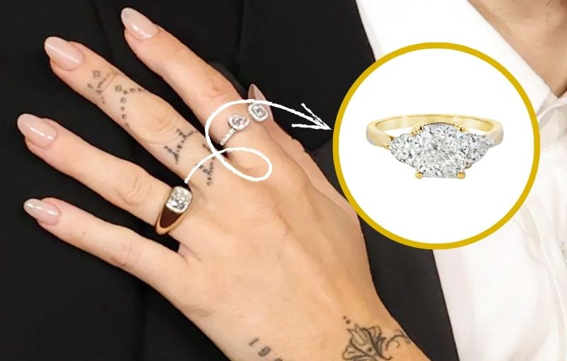 Hand comparison with featured diamond ring.