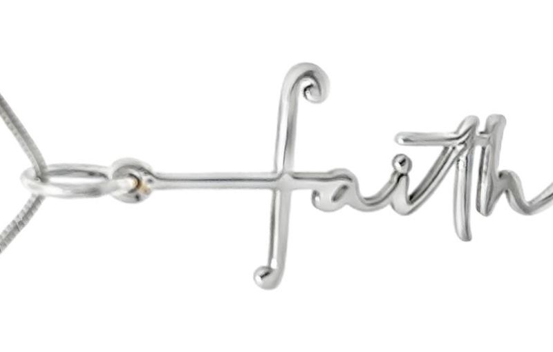 Silver “faith” script necklace pendant.