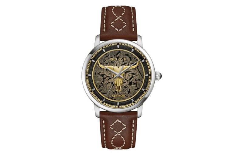 Bulova Stetson western leather watch.