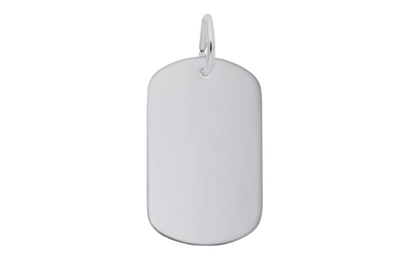 Plain silver military dog tag.