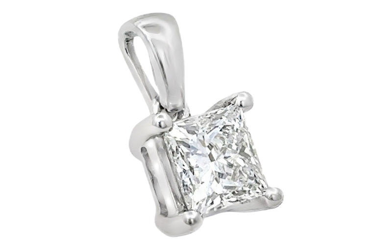 Princess cut diamond pendant.