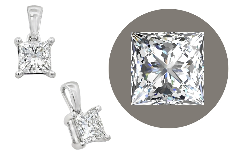 Princess cut diamond jewelry set.