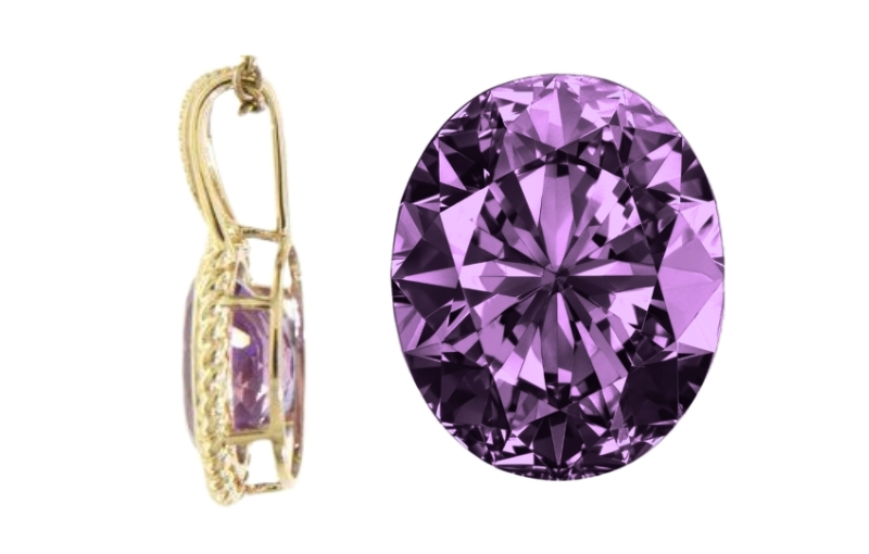 Oval purple amethyst gemstone pendant.