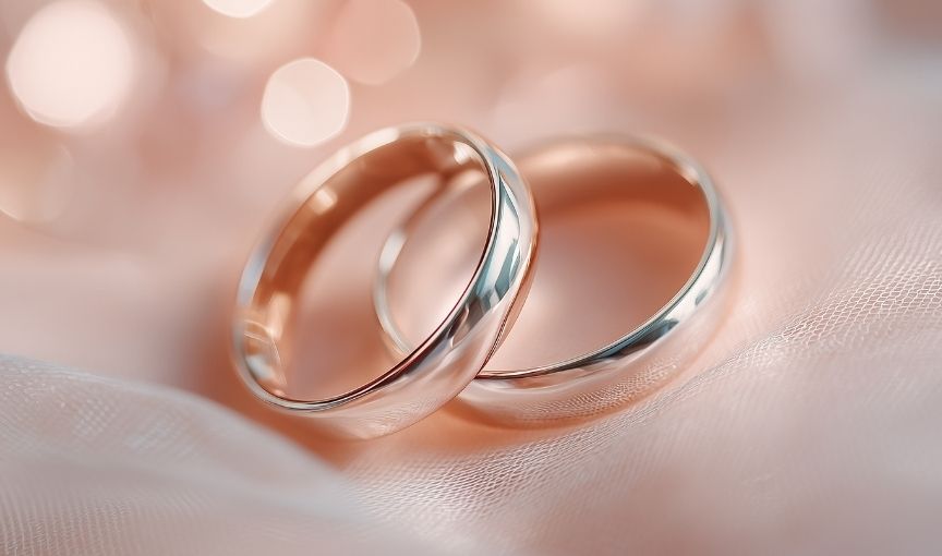 Two simple rose gold wedding bands.