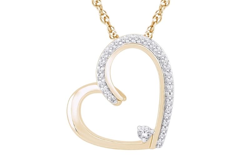 Diamond-accented open heart necklace.