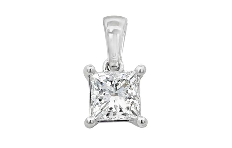 Princess cut diamond pendant.