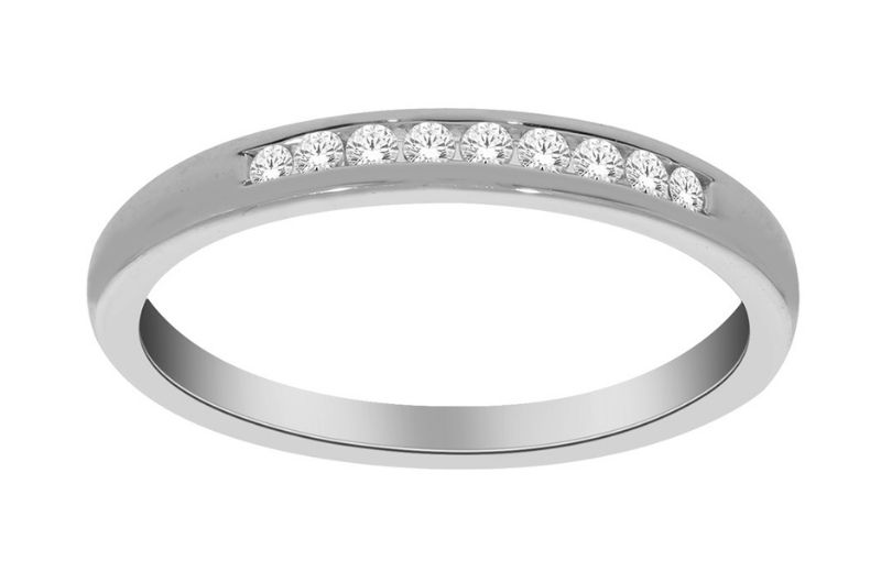 White gold band with diamond row.