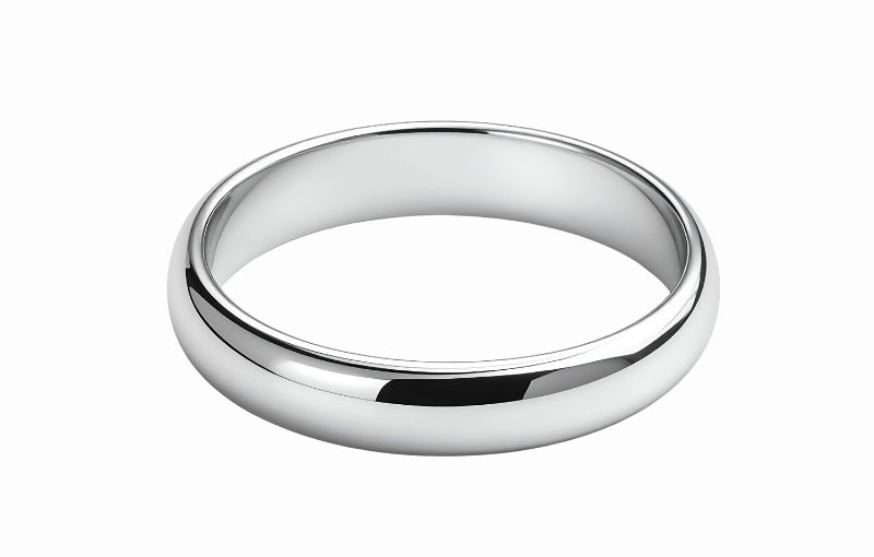 Sleek titanium ring with polished finish.
